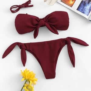 Bandeau top with tie side bikin set